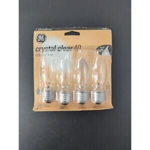 GE Crystal Clear 40W Decorative Candelabra Bulbs CA Type 4pk